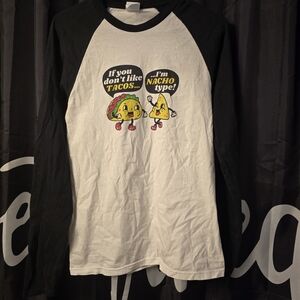 Funny Vintage Raglan Black and White Graphic Long Sleeve Shirt